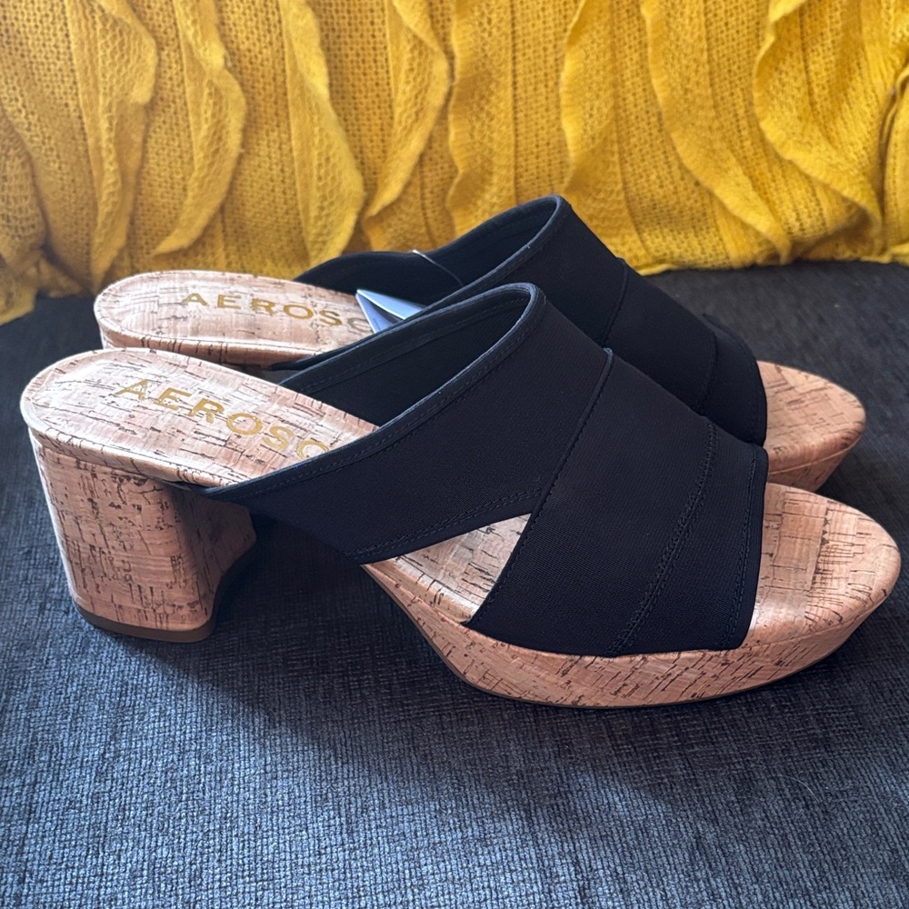 AEROSOLES Carma Black Elastic Sandals, New in Box, Size 11